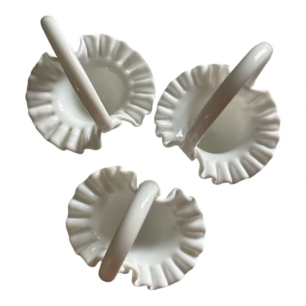 Fenton Hobnail Milkglass mini basket set